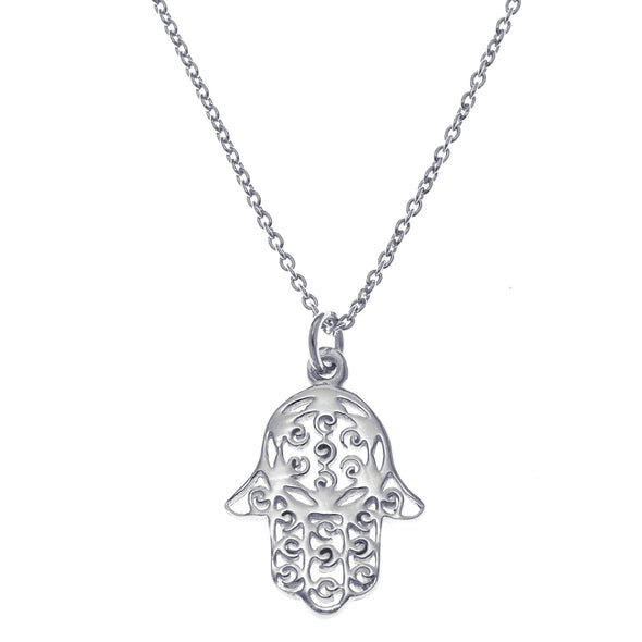 Silver hand of Fatima 'Hamsa' - Good Luck Necklace