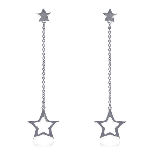 Silver Star Chain Earrings
