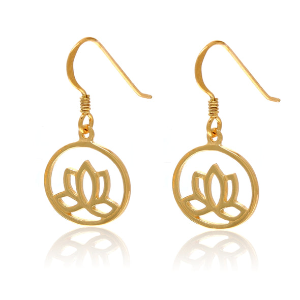 Gold Lotus Drop Earrings